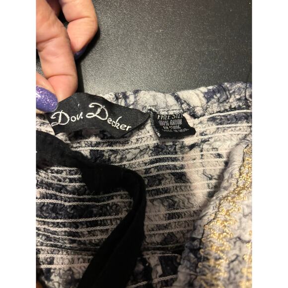 Double Decker Boho Peace Smocked Embroidered Beaded Tie Halter Dress Free Size - Picture 5 of 5